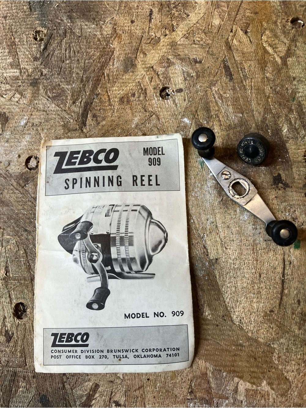 Zebco Replacement Spinning Reel Handle - Black/Silver and manual